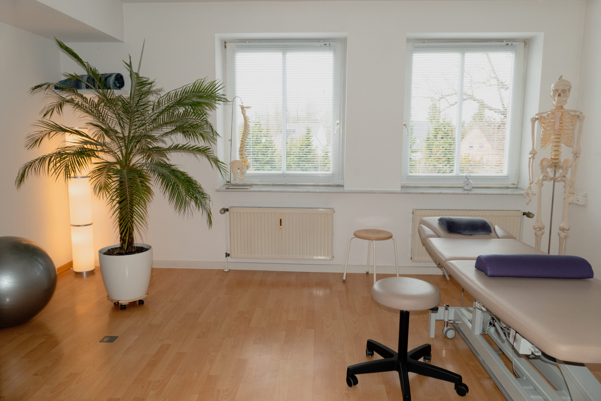 In diesem einladenden Therapieraum können Patienten in angenehmer Atmosphäre professionelle physiotherapeutische Behandlungen erhalten.