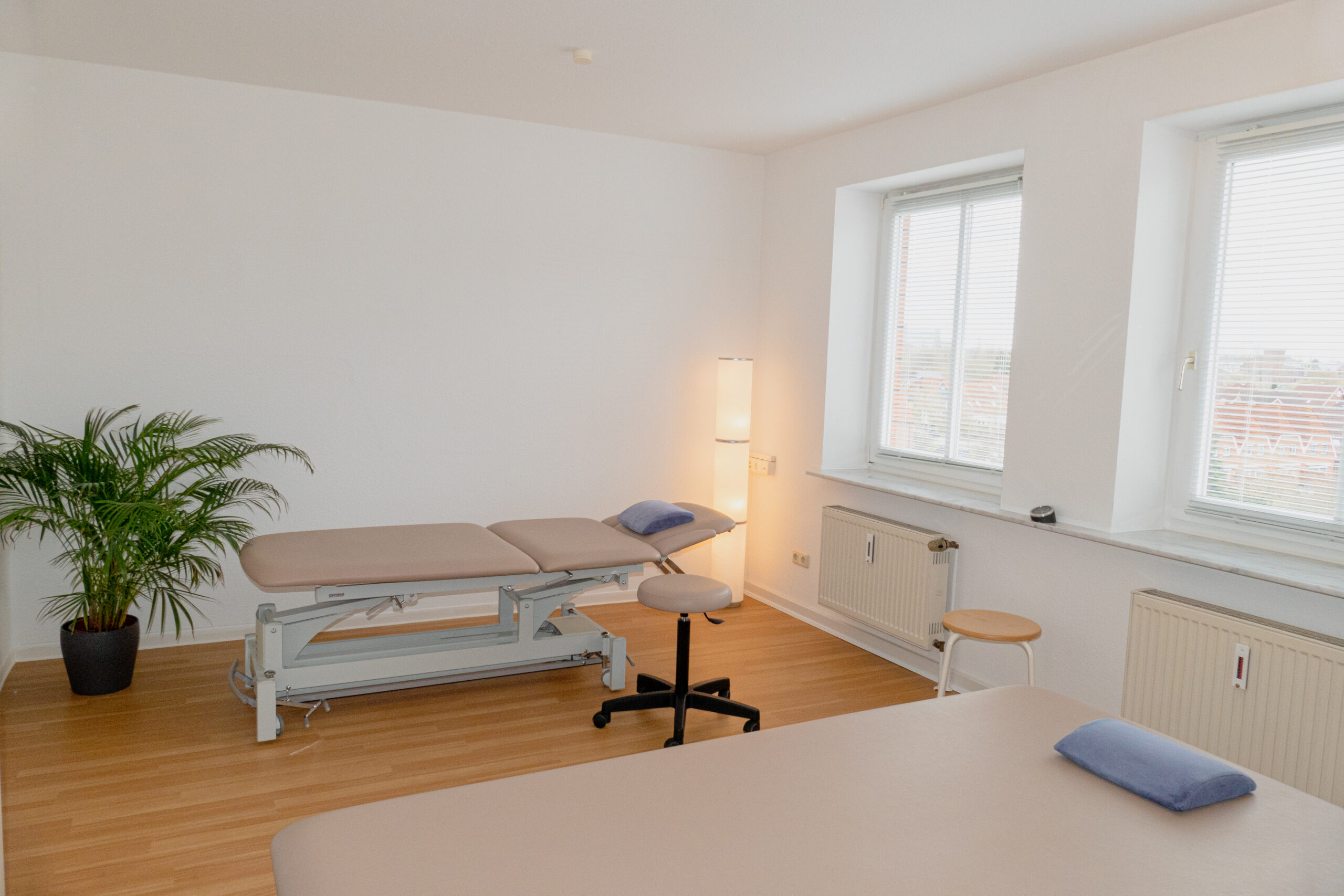 In diesem einladenden Therapieraum können Patienten in angenehmer Atmosphäre professionelle physiotherapeutische Behandlungen erhalten.